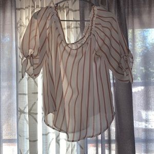 Off the shoulders White and red striped blouse